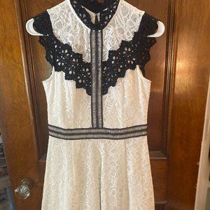 Adelyn Rae Lace Black and White Skater Dress